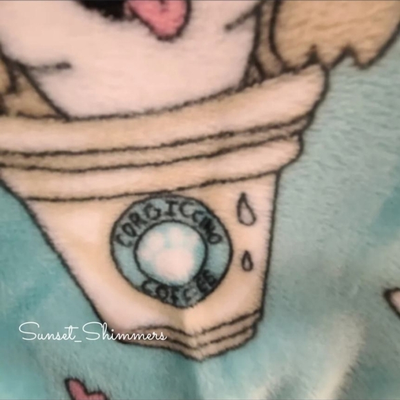 STARBUCKS Inspired Corgi Dog Corgiccino Coffee Cup Oversized Throw Blanket New - Picture 4 of 8
